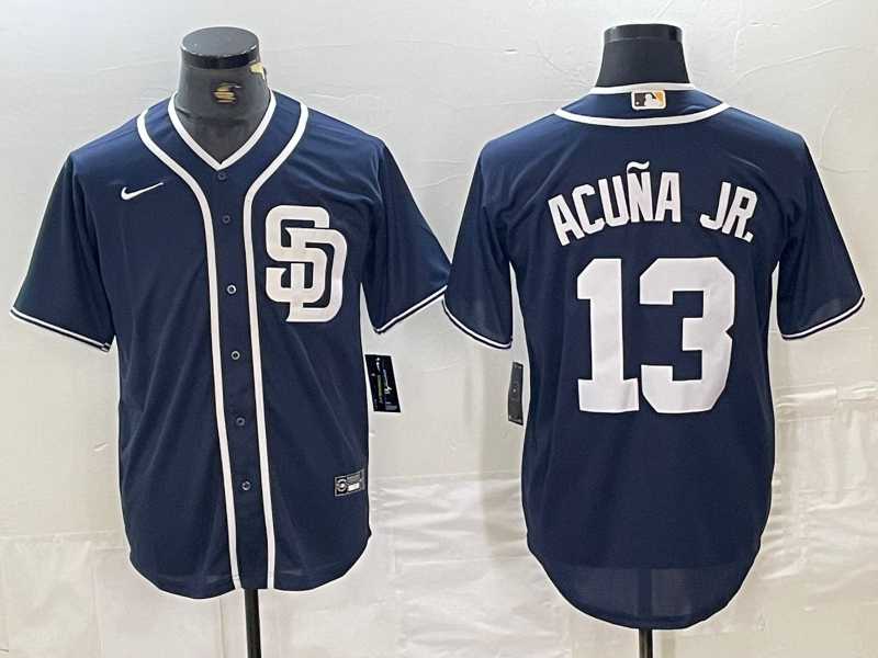 Men's San Diego Padres #13 Ronald Acuna Jr Navy Blue Cool Base Stitched Baseball Jerseys,We sell and wholesale Men's San Diego Padres #13 Ronald Acuna Jr Navy Blue Cool Base Stitched Baseball Jerseys on line form chian!